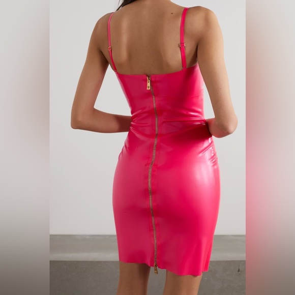 Versace Embellished Cutout Latex Mini Dress ๐ hot pink.. - Picture 2 of 14